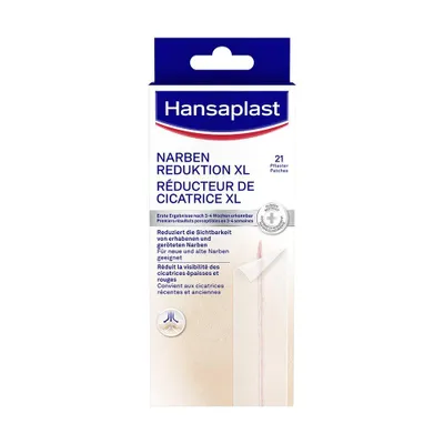 Obrázek produktu pro Hansaplast Narben Reduktion XL, 3 x 14,6 cm, Obdélníkový, Průhledná, 21 kusů