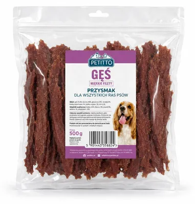 Imagen del producto de PETITTO: Un delicioso manjar natural para perros. Filetes suaves de ganso, 500 g