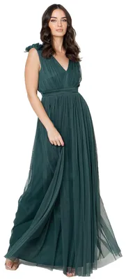 Produktbild von Maya Deluxe Damen Maya Deluxe Women's Maxi With Ruffle V Neck Sleeveless High Em