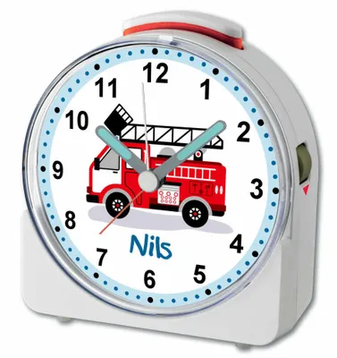 Produktbild von Kinder Wecker Motiv Feuerwehr Kinderwecker weiß