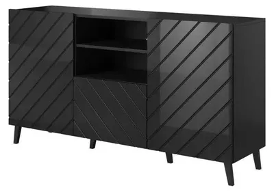 Zdjęcie produktu dla Szafka ABETO 150x42x82 czarny połysk/czarna
