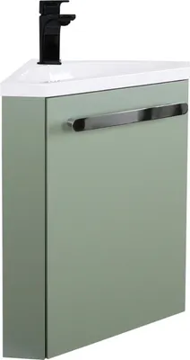 Immagine prodotto di Gruppo lavabo angolare sospeso SKINO con rubinetto nero