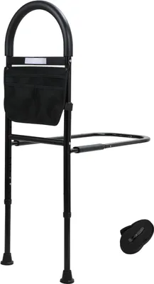 Image de Jayseuw Relève-personne Lit Hauteur réglable Barrière de lit pour personnes âgées Sécurité avec sac de rangement et lumière de capteur