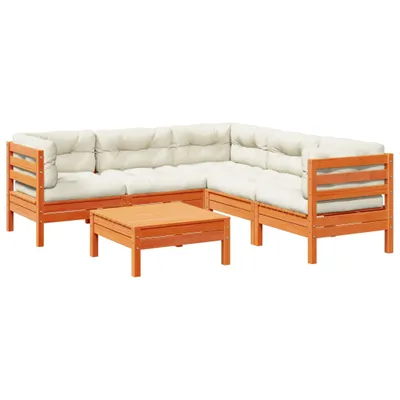 Produktbild von 6-tlg. Garten-Sofagarnitur mit Kissen Wachsbraun Kiefernholz