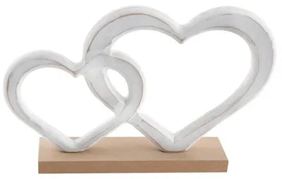 Produktbild von Dekorativer Holz-Aufsteller mit Herzen, Weiß, 22 x 4 x 15,5 cm, Hochzeitsdeko