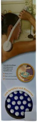 Praktische Eincremehilfe mit 5-Kammer-System und 19 Massagekugeln. Für Lotion, Creme oder Sonnenmilc