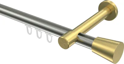 Produktbild von Interdeco Innenlaufstange / Gardinenstange mit Innenlauf Edelstahl-Optik / Messing-Optik, Typ Prestige Sitra (Konus), 20 mm Ø 1-läufig, 100 cm