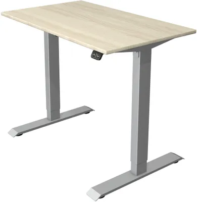 Produktbild von Kerkmann Move 1 elektrisch höhenverstellbarer Schreibtisch ahorn rechteckig, T-Fuß-Gestell silber 100,0 x 60,0 cm