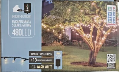 Obrázek produktu pro LED solární pohádková světla 480 USB dobíjecí teplý bílý časovač dálkové ovládání