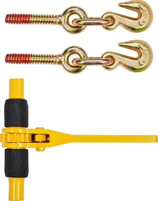 Image de Liens de chaînes à cliquet SucceBuy, 1/4"-5/16", charge de travail de 2600 lbs, pack de 4 liens d'arrimage haute performance avec crochets de préhension, sangles de sécurité pour chaînes de remorquage, sécurisation de la charge