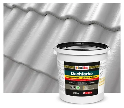 Produktbild von Isolbau Dachfarbe - 20 kg RAL Farbe Fassadenfarbe Nano Dachlack Sockelfarbe Wetterfest - Lösemittelfrei, Wasserdicht, UV-beständig - Steingrau