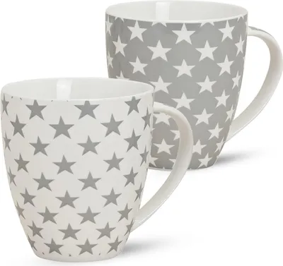 Produktbild von Grosse XXL Weihnachtstassen 2er Set Sterne Kaffeetassen