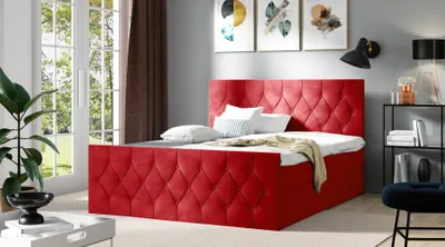 Produktbild von Polsterbett TIBOR LUX – 120x200, Rot + GRATIS Topper