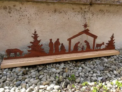 Produktbild von Edelrost Krippe Nazareth auf Holz