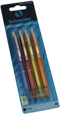 Produktbild von Schneider Kugelschreiber K 20 Icy Colours Blisterkarte mit 4 Stück, sortiert