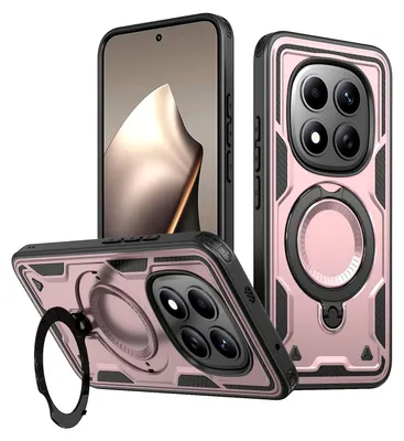 Produktbild von Dual Layer Hülle für Xiaomi Redmi Note 15 Pro 5G mit Ring Ständer Magnetisch Stoßfest Handyhülle Roségold