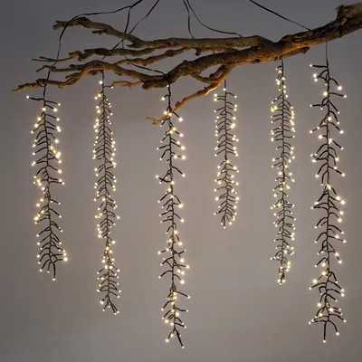Productafbeelding van Kaskade-lichtgordijn, warm wit, met 6 strengen - 480 LED - Lichtgordijn met 8 lichtmodi voor buiten, met timer - Geschikt voor buiten, kerst, advent