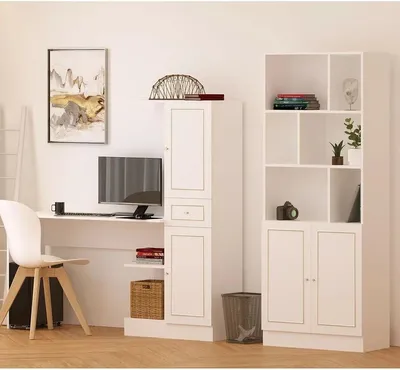 Produktbild von Skye Decor, Rb1000401558, Schreibtisch & Bücherregal, Mattweiß, Spanplatte, 155 x 150 x 40 cm