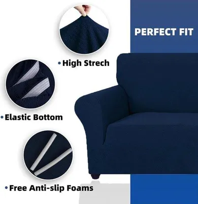Produktbild von Famanu Stretch-Sofabezug Elastisch - Blau