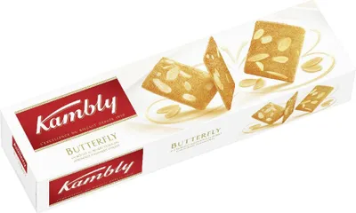Zdjęcie produktu dla Kambly Butterfly cienkie herbatniki maślane z migdałami 100g