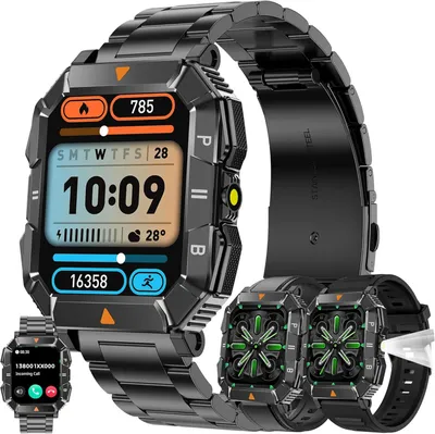 Produktbild von OUKITEL Smartwatch Herren mit Telefonfunktion 1.83 Zoll AMOLED Display 5ATM Fitnessuhr mit 123 Sportmodi Herzfrequenz und Schlafüberwachung