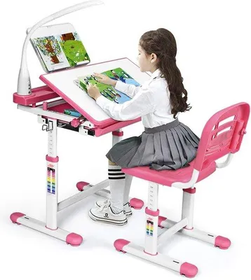 Produktbild von Famanu Kinderbüro-Set höhenverstellbar - Rosa