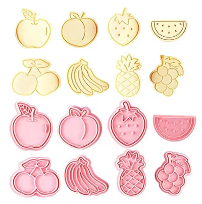 Immagine prodotto di Stampini per biscotti a forma di animali e frutta, set da 8, in plastica PP