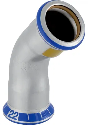 Produktbild von Geberit Gas-Bogen Mapress, 45°, Ø15mm, Pressfitting, Edelstahl, 1 Stk.