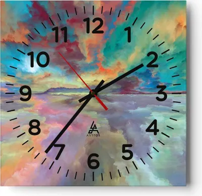 Produktbild von Wanduhr - Quadrat - Glasuhr - Abstraktion modern - 40x40cm - Schleichendes Uhrwerk - Lautlos - zum Aufhängen bereit - Dekoration Modern - Wanddekoration aus Glas - C4AC40x40-4027