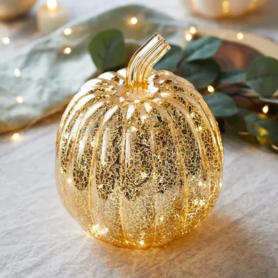 Glaspumpe mit LED, Gold gefleckt, 21 cm, Batteriebetrieb
