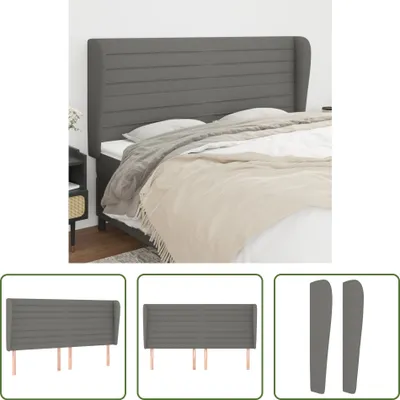 Produktbild von The Living Store Kopfteil mit Ohren Dunkelgrau 163x23x118/128 cm Stoff