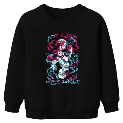 Produktbild von Jujutsu Kaisen Itadori Yuji Sukuna Anime Ästhetik Kinder Sweatshirt Pullover, Schwarz, 128