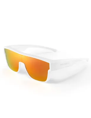 Produktbild von ROCKBROS Überzieh Sonnenbrille Polarisierte UV400 Fahrradbrille über Brillenträger Blendschutz für Outdoor Radsport Laufen Herren Damen Weiß/Rot