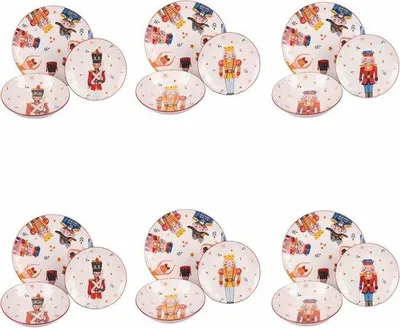 Obrázek produktu pro Vánoční nádobí – vánoční sada nádobí – porcelán – nádobí na Vánoce – sada na večeři – vánoční stolní dekorace – sváteční nádobí – vánoční stůl – sada nádobí v bílé a červené barvě