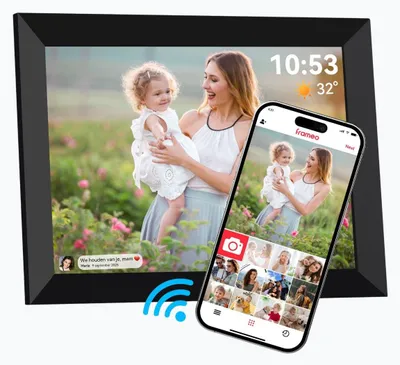 Productafbeelding van Siltcon® Digitale Fotolijst met WiFi - 10.1 Inch HD Display - Frameo App - Digitaal Fotolijstje - 16GB Opslag - IPS Touchscreen - Wereldwijd delen - Geen Abonnement - Foto & Video