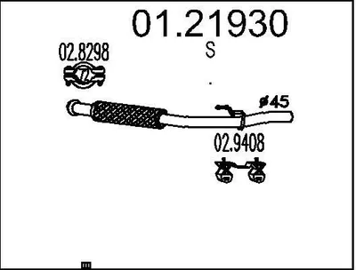 Produktbild von MTS Abgasrohr Auspuffrohr passend für PEUGEOT 206 Schrägheck (2A/C) Vorne 01.21930