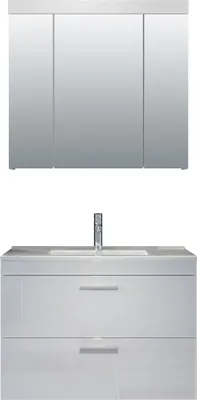 Produktbild von trendteam Bad 2-teilige Kombination Devon Weiß Melamin/Weiß Hochglanz Tiefzieh 80 x 190 x 47 cm