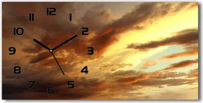 Produktbild von Wanduhr aus Glas – 60x30 cm - Glasbild - Glasuhr - Gehärtetes Glas - schwarze-zeiger - Sonnenaufgang