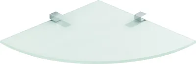 Produktbild von Glasregal Viertelkreis + Clip QUADRO, Befestigungsclip :Quadro Verchromt, Größe :8mm - 25 x 25 cm - satiniert