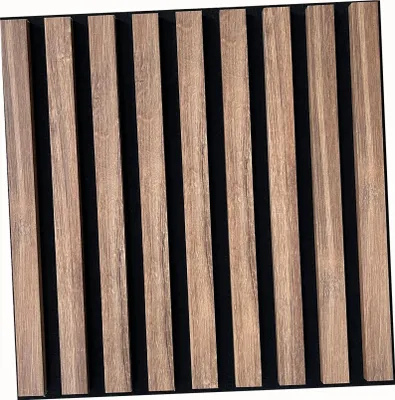 A close-up view of wooden slats mounted on a black background.