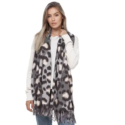 Produktbild von Glamexx24 Damen XXL Schal Kuschelige warme Leo Muster 3 farbig Fransen Poncho Schal Oversized Deckenschal