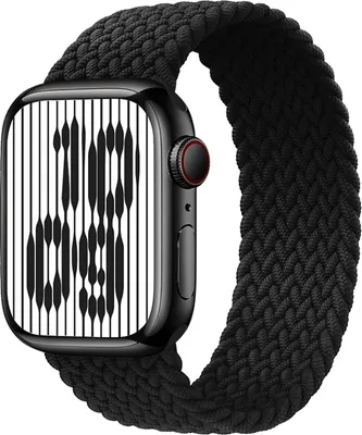 Produktbild von Stravo Solo Loop Armband aus geflochtenem Nylon – Größe M – Kompatibel mit Apple Watch 42/44/45/46/49 mm, Serie 1–11 & Ultra – Elastisch – Schwarz