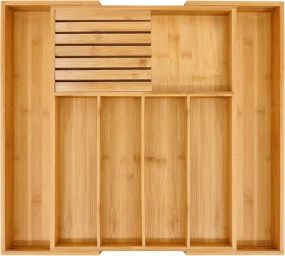 Immagine prodotto di Organizzatore per cassetti da cucina, contenitore per posate con 5-7 scomparti, estensibile da 33 a 55 cm