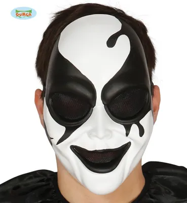 Produktbild von schwarz weiße Harlekin Maske für Erwachsene