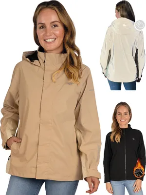 Produktbild von Valkental® Reflektierende & Wasserdichte 3in1 Jacke Damen [Fleece Zipp-In & Verstaubare Kapuze] Geeignet als Winterjacke, Regenjacke & Fahrradjacke