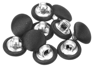 10 Knöpfe, Aluminium-Stoff bezogen, 10 mm, anthrazitgrau