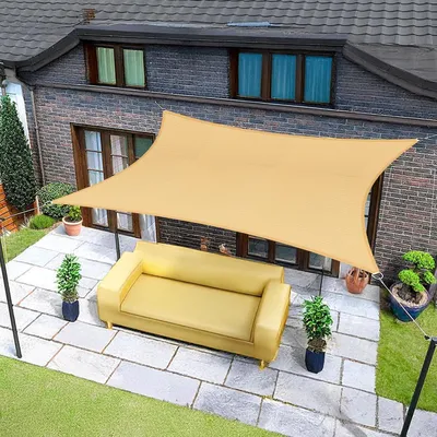 Produktbild von Sonnensegel Rechteckig 2x3m Wasserdicht Sonnenschutz Sand 95% UV-Schutz Polyester