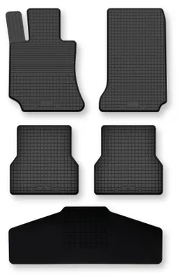 Produktbild von Gummi-Fußmatten + Tunnel für Mercedes CLK W209 1997-2009 (Coupé) – 5-tlg, Schwarz, Semi-Universal, angepasst – Wielganizator Semi-Universal