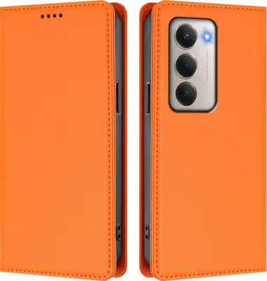 Image de Etui en cuir pour Xiaomi Redmi 15 5G/4G, étui magnétique en cuirPolyuréthaneavec support Orange