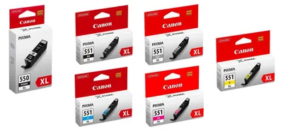 Obrázok produktu pre Originálne tlačové kazety Canon PGI-550PGBK/CLI-551 XL, viacnásobné balenie 6 kusov - BK/C/M/Y/GR/BK